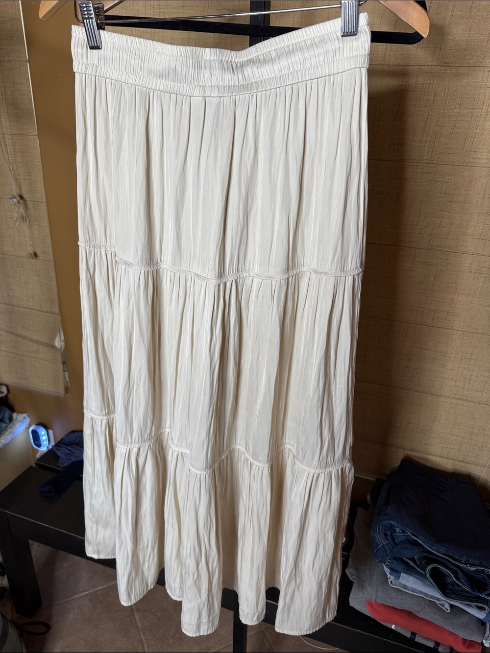 Joie Cream Tiered Drawstring Maxi Skirt Size Small Boho Cottagecore - Picture 7 of 7